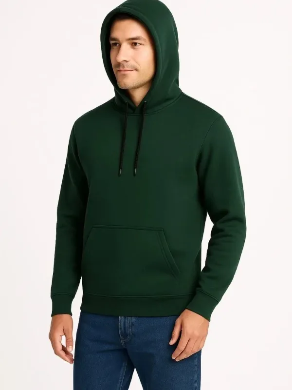 Bărbat Haki 3 Fire Bumbac Glugă Cangur Buzunar Sweatshirt 3