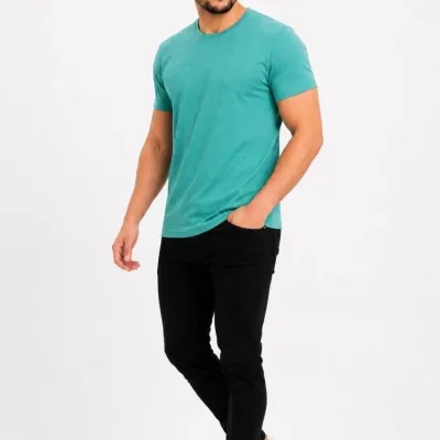 Muška voda zelena slim biciklistički kragna basic majica 3