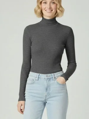 Damski antracytowy slimfit golf, prążkowany, z lycry, kardigan