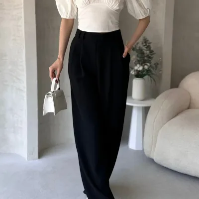 Melon Sleeve Back Neckline Poplin Blouse White 4