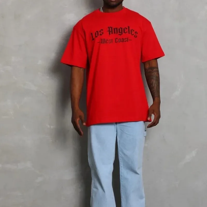 Kişi Qırmızı Oversize Velosiped Yaxalı Çap T-Shirt