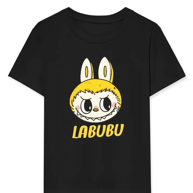 Tîşorta Oversize ya Keçan a Reş a Bi Nîşana Labubu