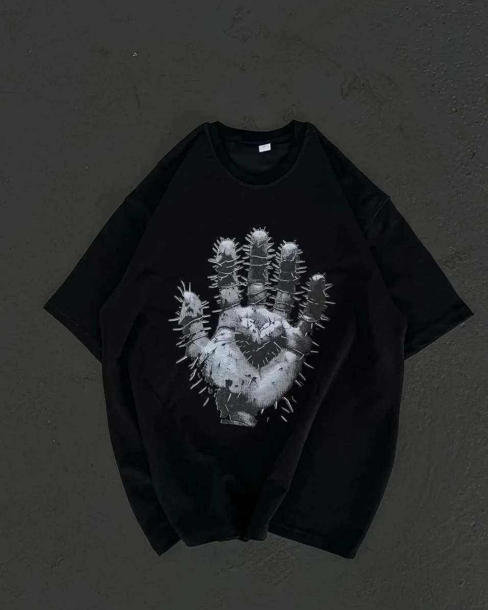 Damski Czarny Regular Rowerowy Kołnierz Nadrukowany T-shirt