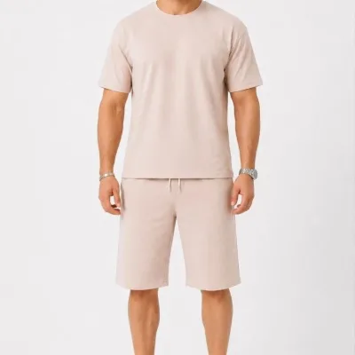 Muški 2-dijelni oversize set od dvostrukog konca ljetni šorc i majica set 8