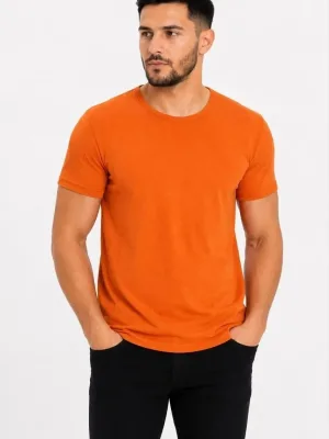 Muška narandžasta slim fit bicikli kragna kratkih rukava basic majica