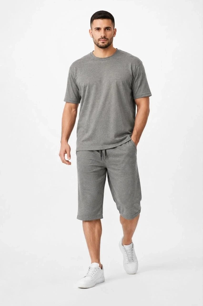Męski zestaw 2-częściowy Oversize T-shirt i szorty z tkaniny dwunitkowej 7