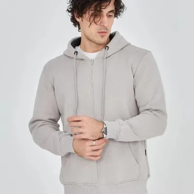 Mêr Gewr 3 Têl Pembû Hoodie Bi Zîp û Cêb 1