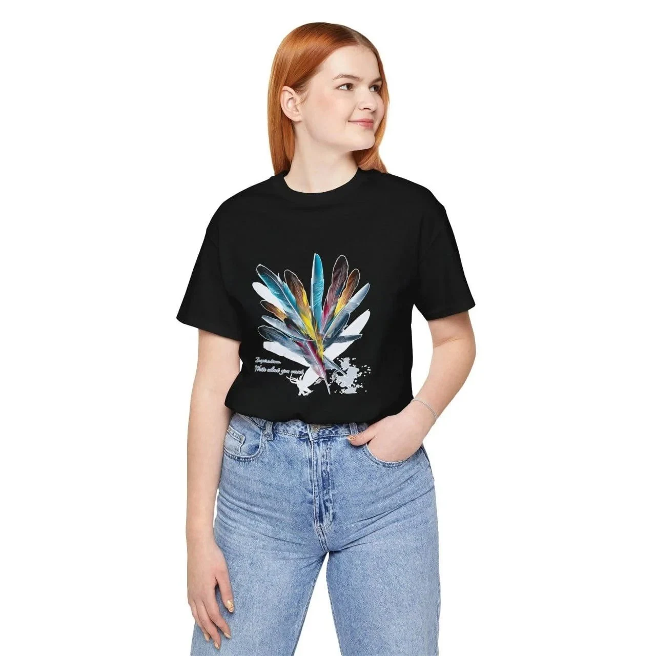Damski czarny oversize rowerowy kołnierz z nadrukiem T-shirt
