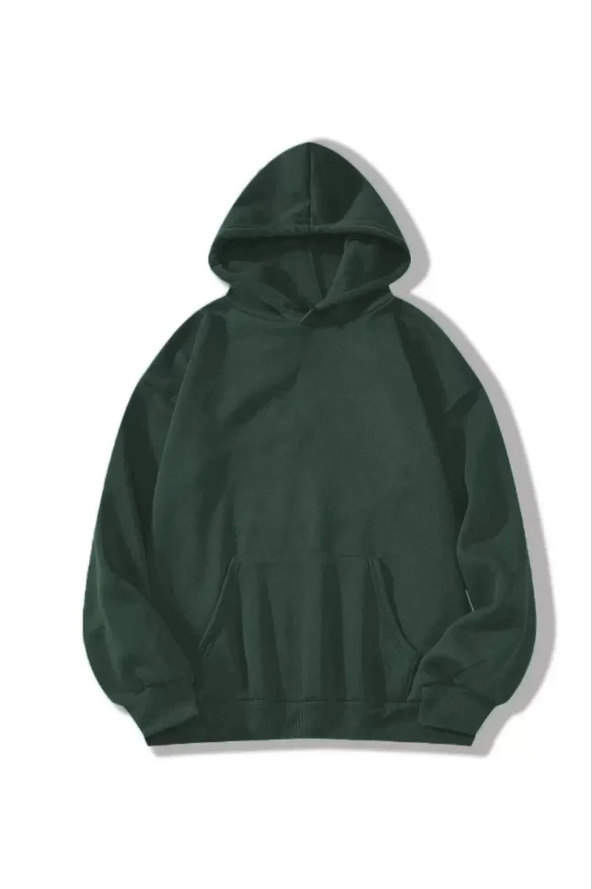 Femeie Haki 3 Fire Bumbac Simplu Glugă Buzunar Cangur Sweatshirt