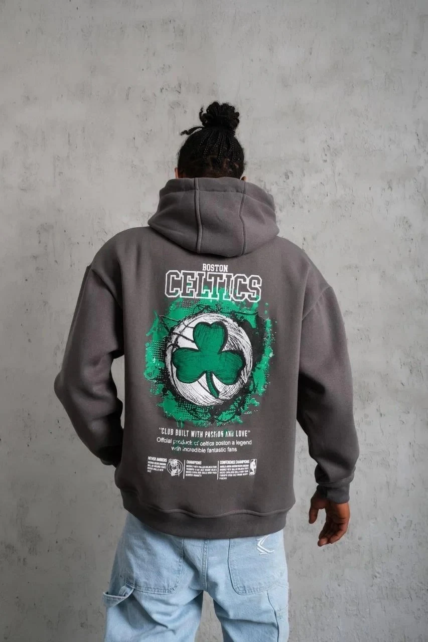 Sweatshirtê Mêran ê Gewr Oversize 3 Têl Pembû Bi Kêl