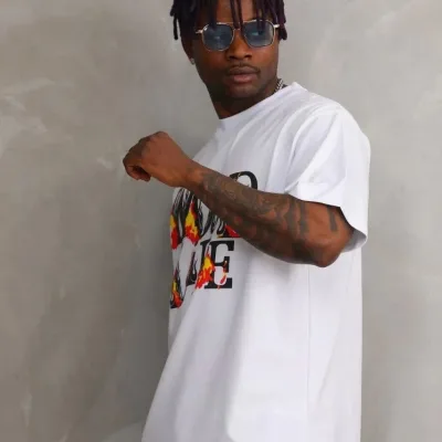 Men's White Relaxed Fit Crew Neck Printed Short Sleeve T-Shirt 4