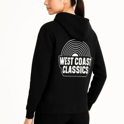 Dámské černé oversized bavlněné mikiny s kapucí, kapsou, potiskem 3