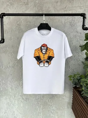 Dziecięcy biały oversize z nadrukiem T-shirt