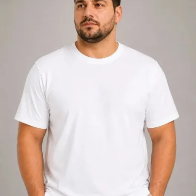 Muški bijeli biciklistički ovratnik basic oversize majica 1