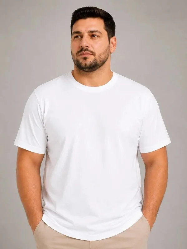 Muški bijeli biciklistički ovratnik basic oversize majica 1