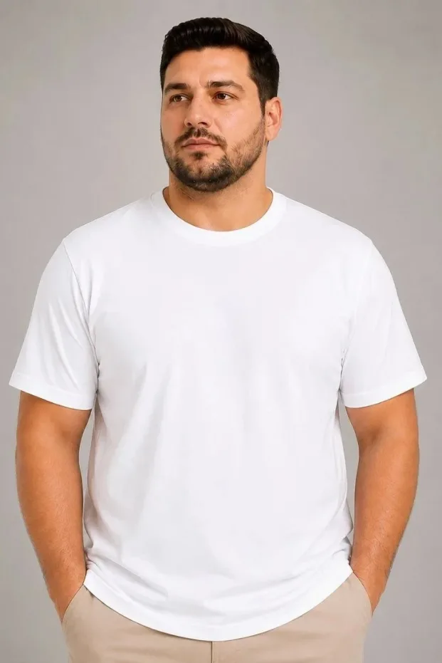 Muški bijeli biciklistički ovratnik basic oversize majica 1