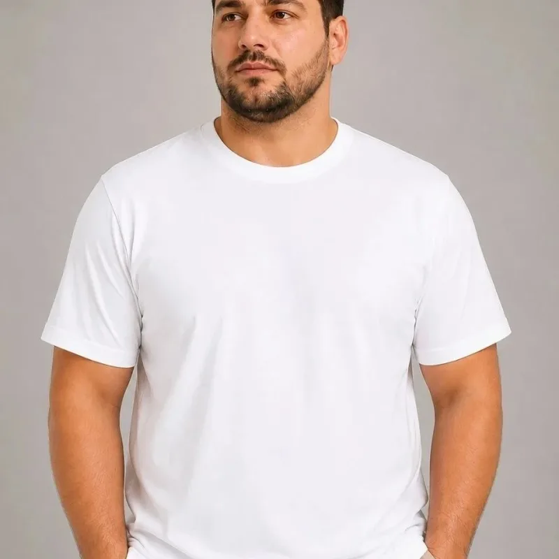 Férfi fehér bicikli nyakú basic oversize póló