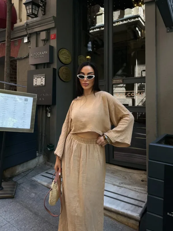 Bluza i suknja muslin set - Camel 3