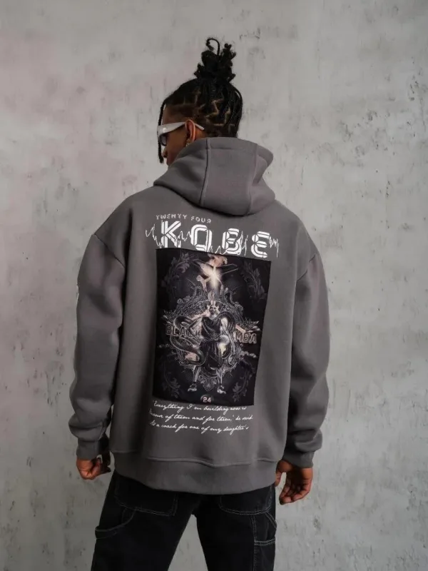 Bărbați Gri 3 Fire Bumbac Imprimat Capușon Sweatshirt 3