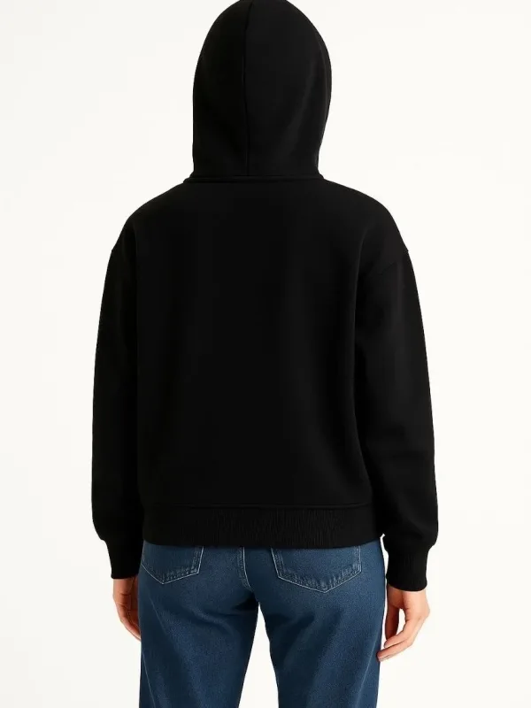 Femeie Neagră 3 Fire Dublă Glugă Mască Detalii Hoodie 6