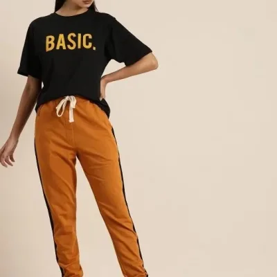 Γυναικείο Μαύρο Ποδηλατόλαιμο Τυπωμένο Basic Μπλουζάκι 3