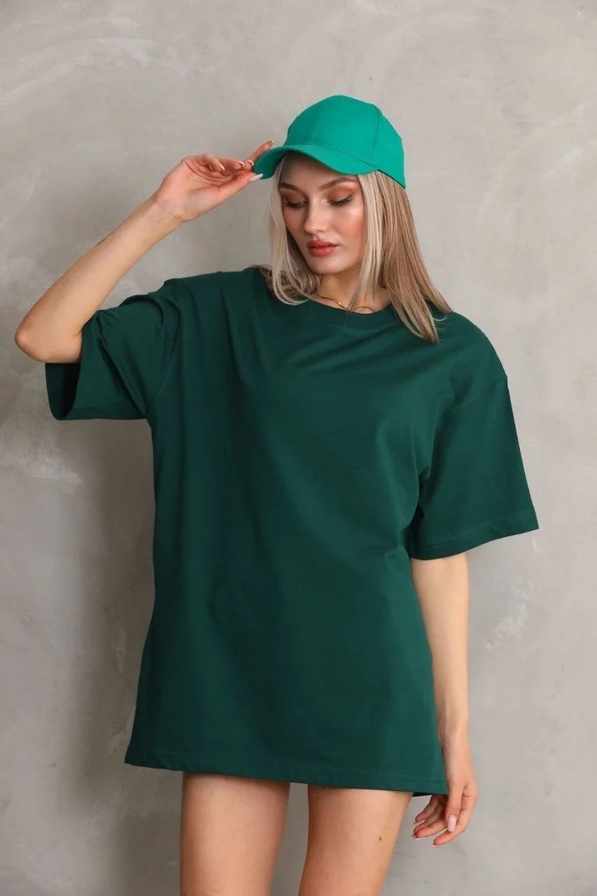 Kobiecy Zielony Regular Rowerowy Kołnierz Nadruk T-shirt 3