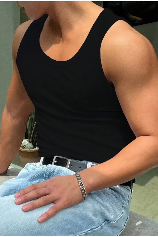 Kadın Siyah Halter Yaka Fitilli Likralı Spor Atlet 3