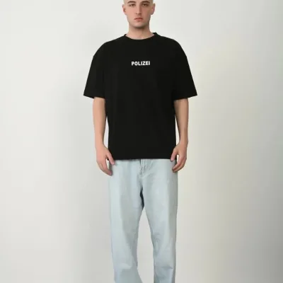 Men's Black Oversize Crew Neck Printed T-Shirt 1