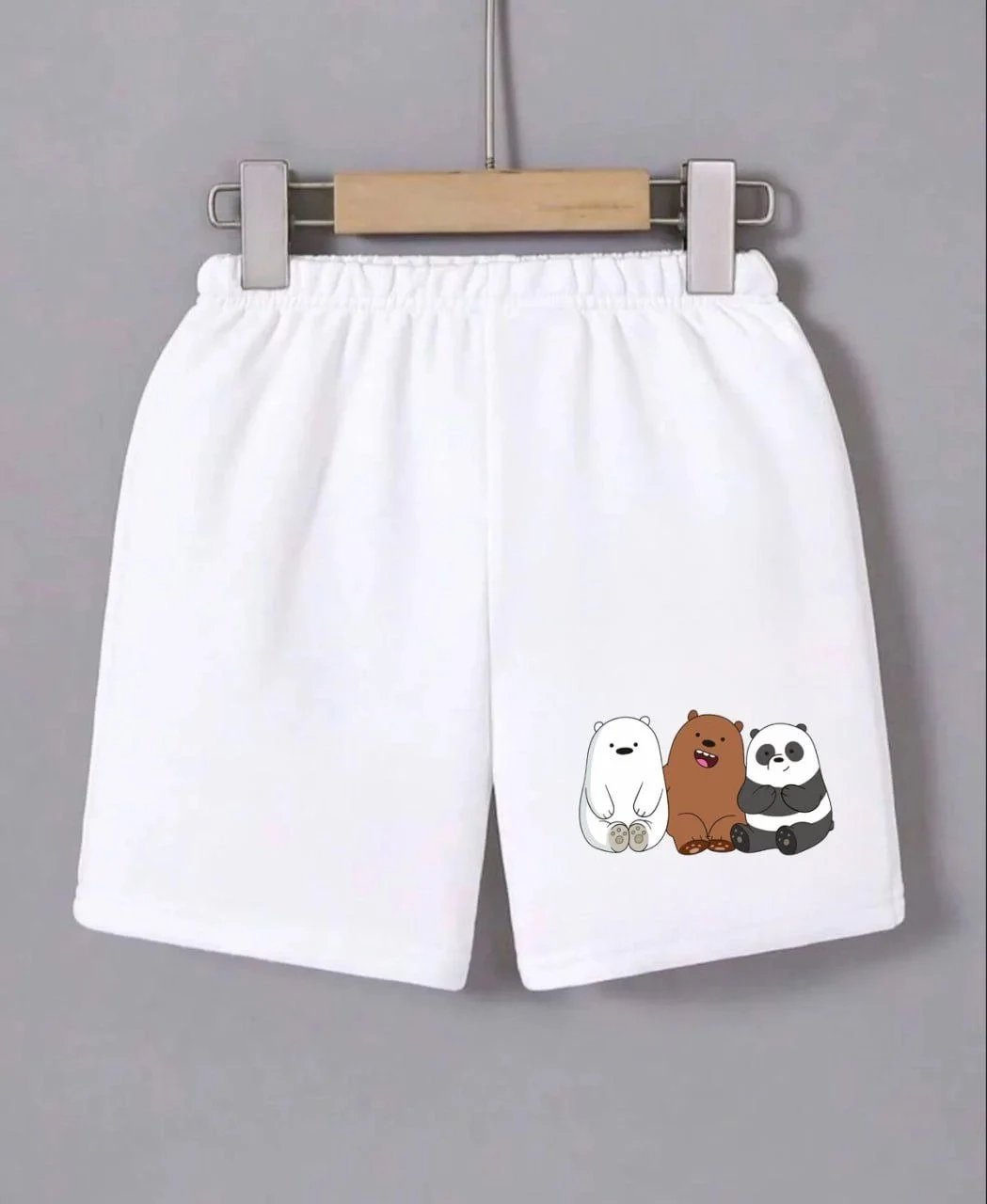 Kadın Beyaz Beli Lastikli Baskılı Mini Şort
