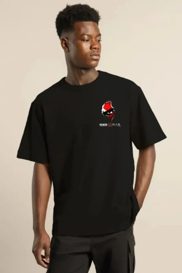 Kişi Qara Regular Fit Velosiped Yaxalı Çap T-Shirt 1