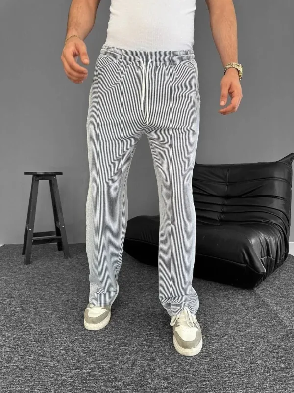 Men's Gray Waterway Striped Pocket Summer Pants 1