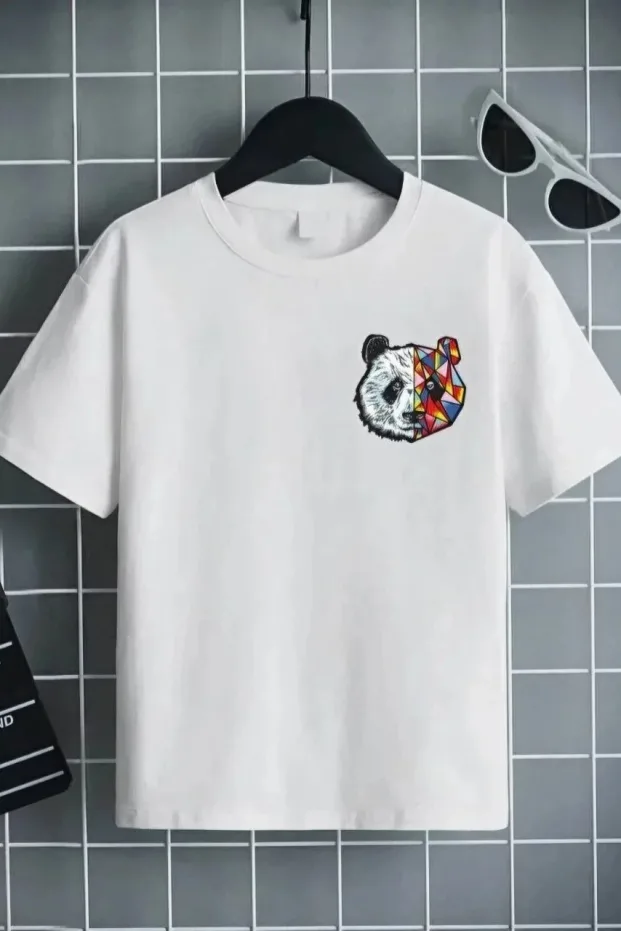 Παιδικό Λευκό Printed Oversize Ποδήλατο Λαιμό T-shirt 1