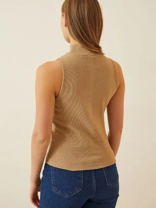 Dámské camel žebrované lycrové body 2