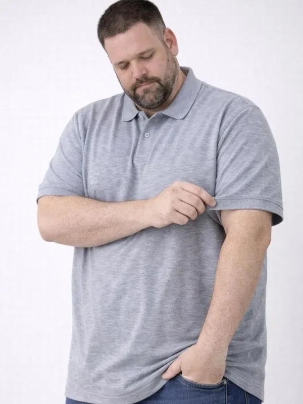 Pánske sivé piqué látka gombíkový polo golier veľká veľkosť tričko 5