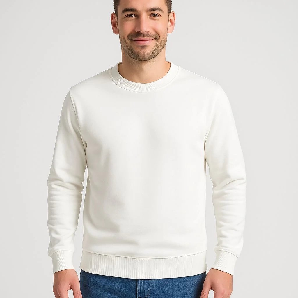 Burra Bardhë 3 Fije Pambuku Qafë Biçiklete e Shehtë 2