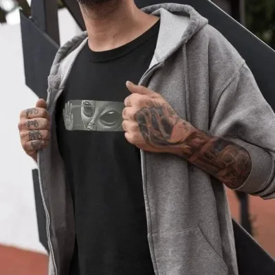 Kişi Qara Oversize Velosiped Yaxalı Çap Yay Köynək 1