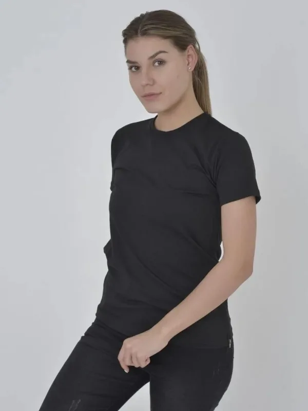 Dámske čierne slimfit bicykel výstrih bočný zips tričko 2
