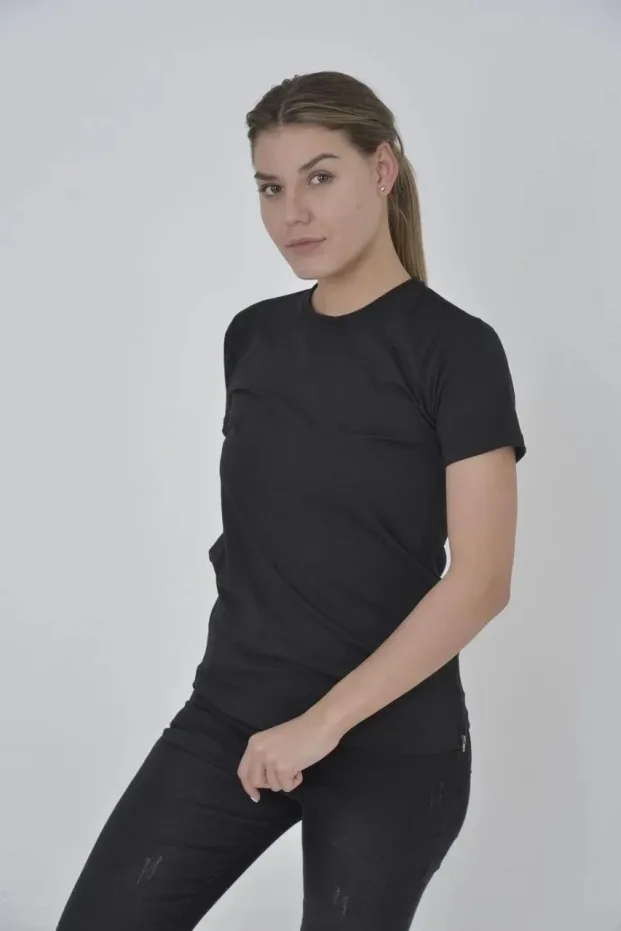 Qadın Qara Slimfit Velosiped Yaxalı Yan Fermuarlı Köynək 2