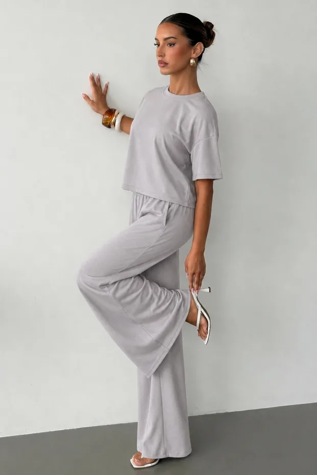 Női szürke oversized kerékpárnyakú nyomott szett 2