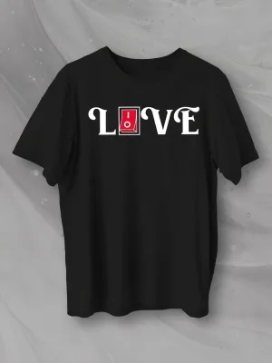 Kişi Qara Oversize Love Çaplı Velosiped Yaxalı Köynək