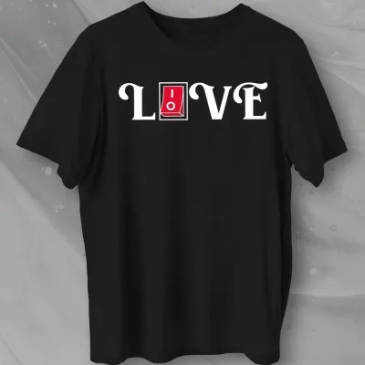 Kişi Qara Oversize Love Çaplı Velosiped Yaxalı Köynək 1