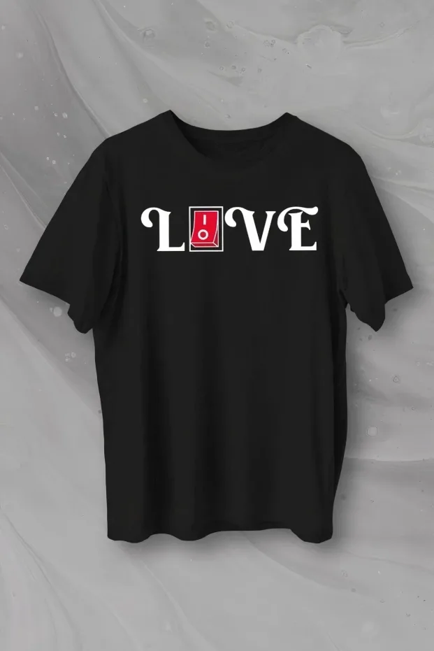 Pánské černé oversized tričko s kulatým výstřihem a potiskem Love 1
