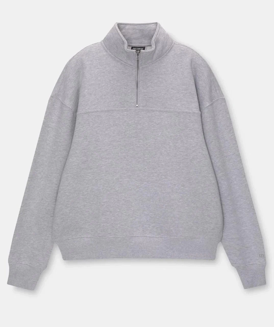 Ĵuvli Gri Oversize Jekh-Fermuarli Pamukli Basic Sweatshirt