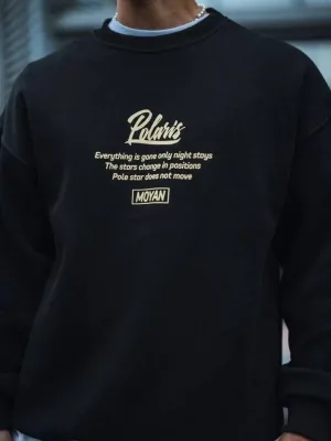 Men's Black 3-Thread Cotton Front Back Printed Cycling Neck Sweatshirt