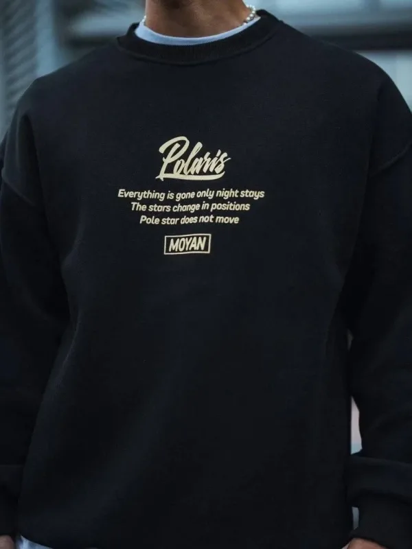 Men's Black 3-Thread Cotton Front Back Printed Cycling Neck Sweatshirt 1