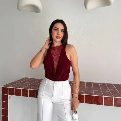 Jin Bordo Dantel Detay Kûr Dekolte Bê Kevan Body 2