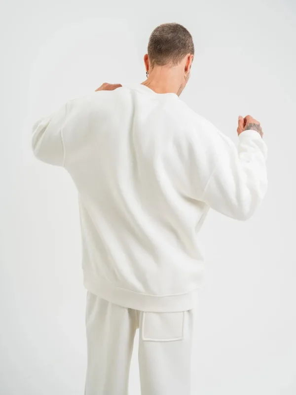 Машки бел долг ракав велосипед јака 3-нишки памучен дебел Sweatshirt 7