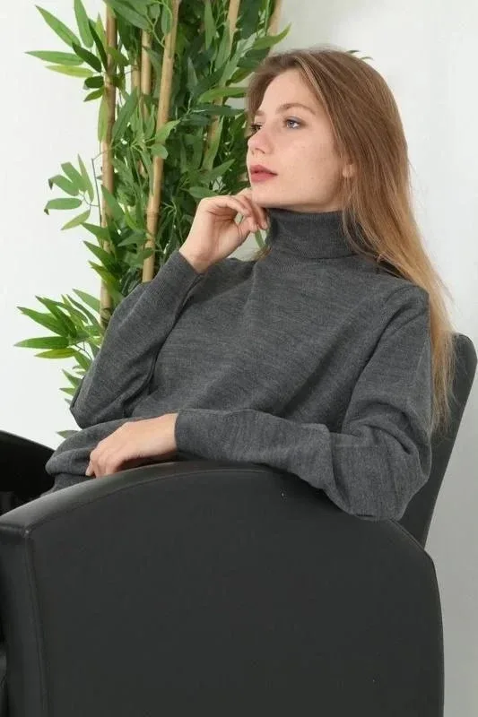 سترة نسائية مدخنة بياقة صياد كاملة بأكمام طويلة محبوكة 2