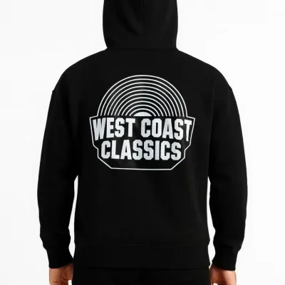 Men's Black 3-Thread Cotton Printed Kangaroo Pocket Hoodie 3