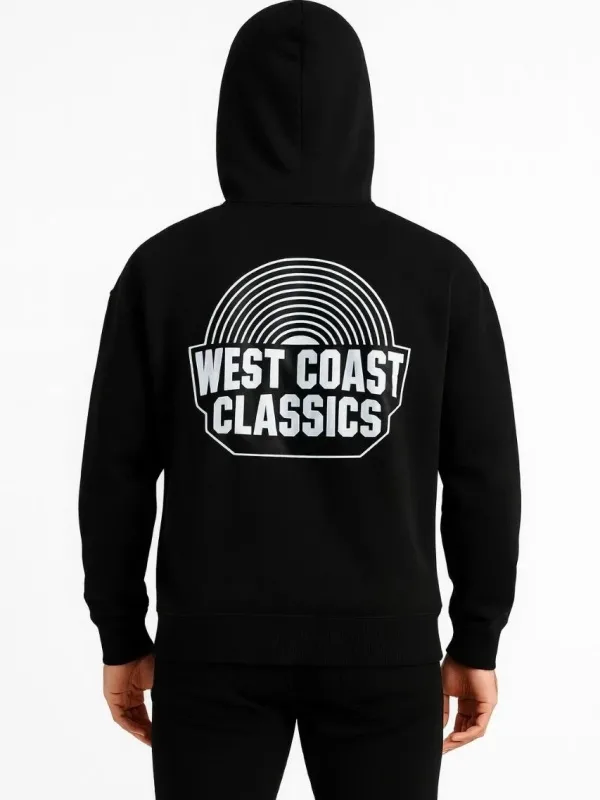 Men's Black 3-Thread Cotton Printed Kangaroo Pocket Hoodie 3
